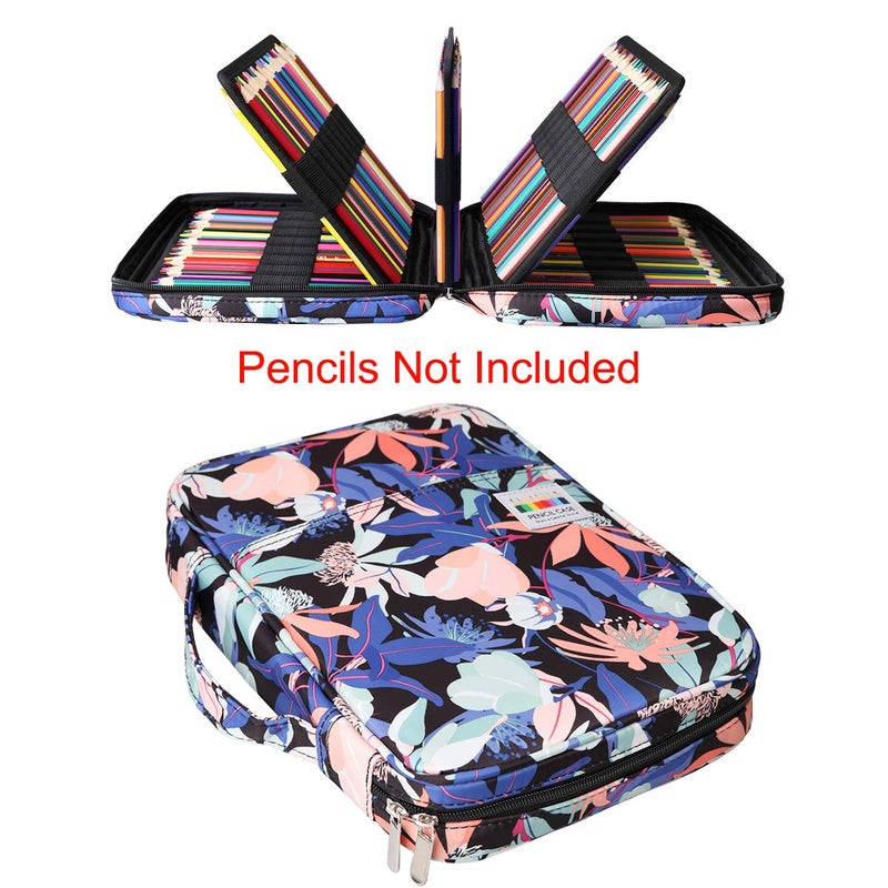BOMKEE Coloring Pencil Case 220 Slots Pencils/Gel Pens Organizer Waterproof Travel Case Zipper Carrying Portable Pencil Markers Pen Holder Bag for Painter Writers (Penglai Flower) - Image 2